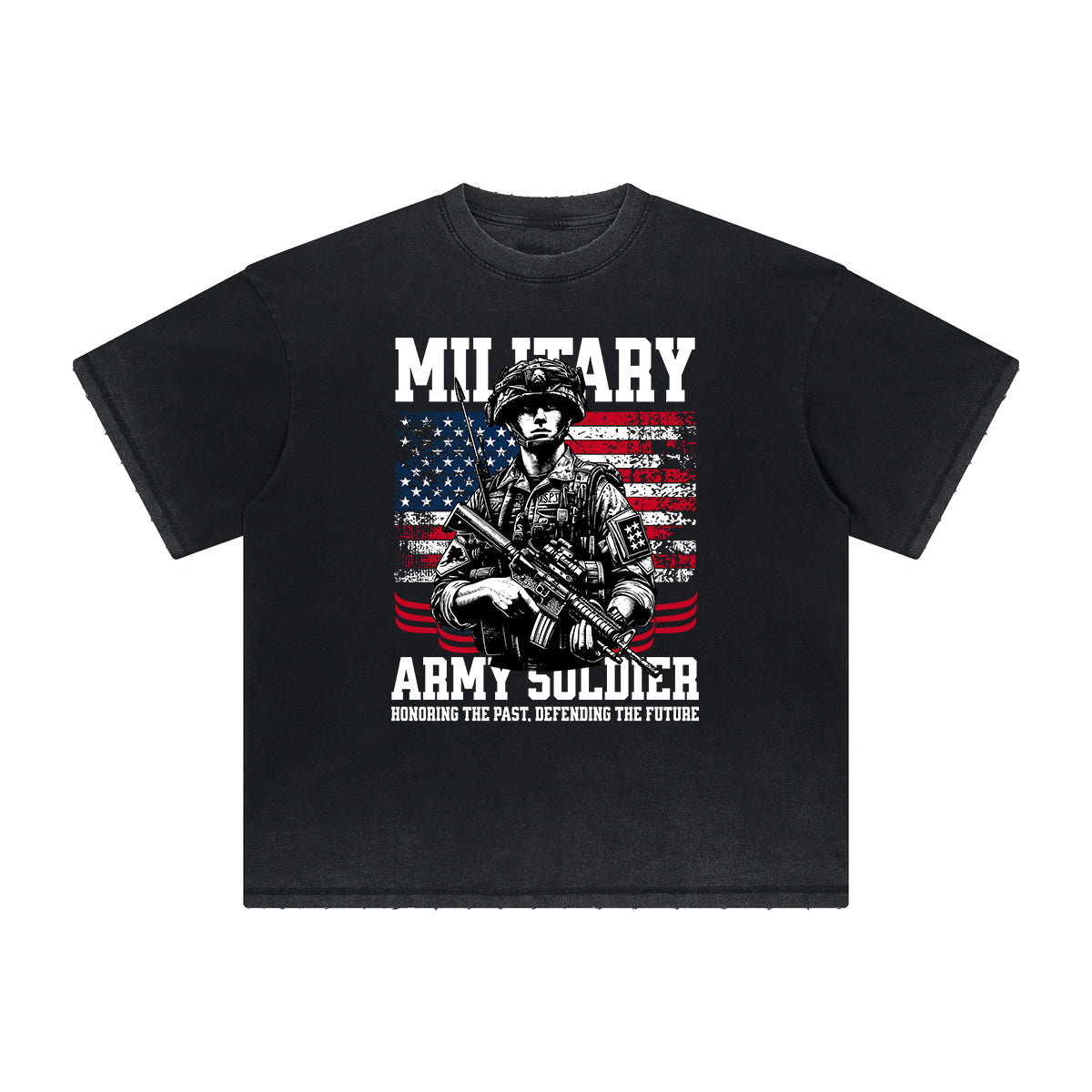 Vintage Frayed American Skull Pattern Tee