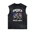 Frayed Edge American Skull Graphic Tank Top