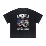 Vintage Frayed American Skull Pattern Tee