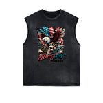Frayed Edge American Skull Graphic Tank Top