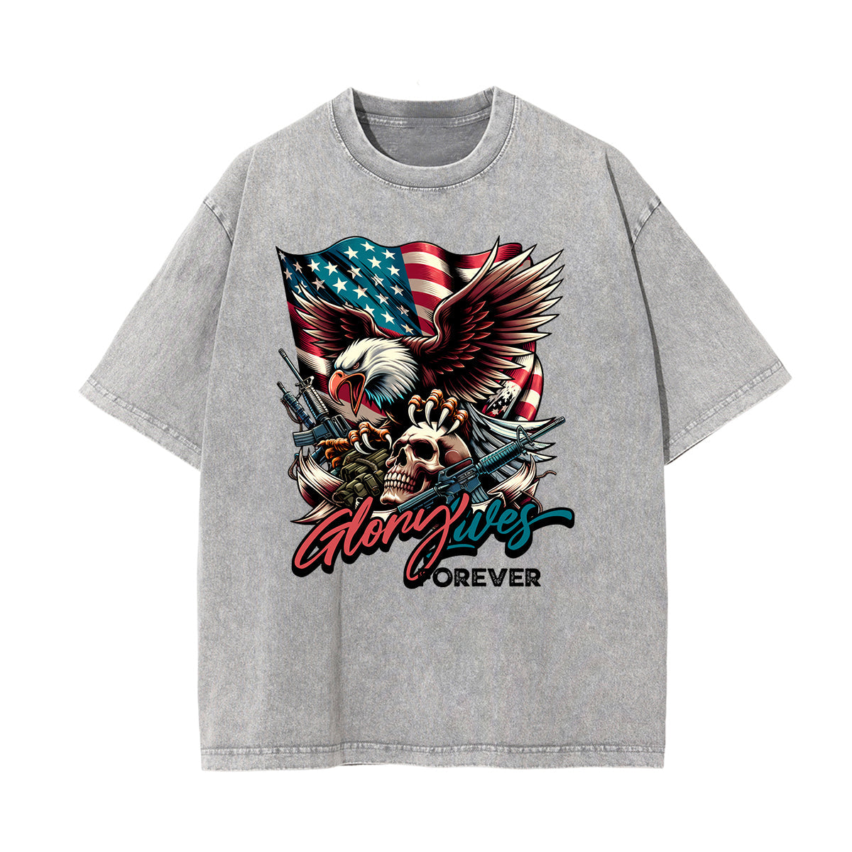 Washed American Skull Graphic Cotton Tee