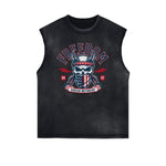 Frayed Edge American Skull Graphic Tank Top