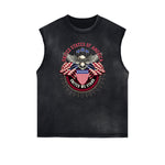 Frayed Edge American Skull Graphic Tank Top