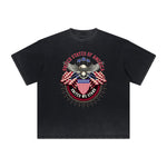 Vintage Frayed American Skull Pattern Tee