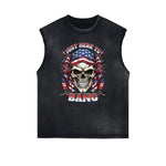 Frayed Edge American Skull Graphic Tank Top