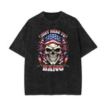 Stone Wash American Skull Pattern T Shirt
