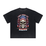 Vintage Frayed American Skull Pattern Tee