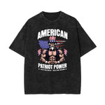 Stone Wash American Skull Pattern T Shirt