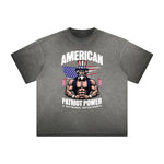 Thick Faded American Skull Graphic T Shirt
