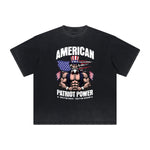 Vintage Frayed American Skull Pattern Tee