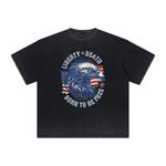 Vintage Frayed American Skull Pattern Tee