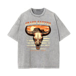 Washed American Skull Graphic Cotton Tee