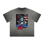 Thick Faded American Skull Graphic T Shirt