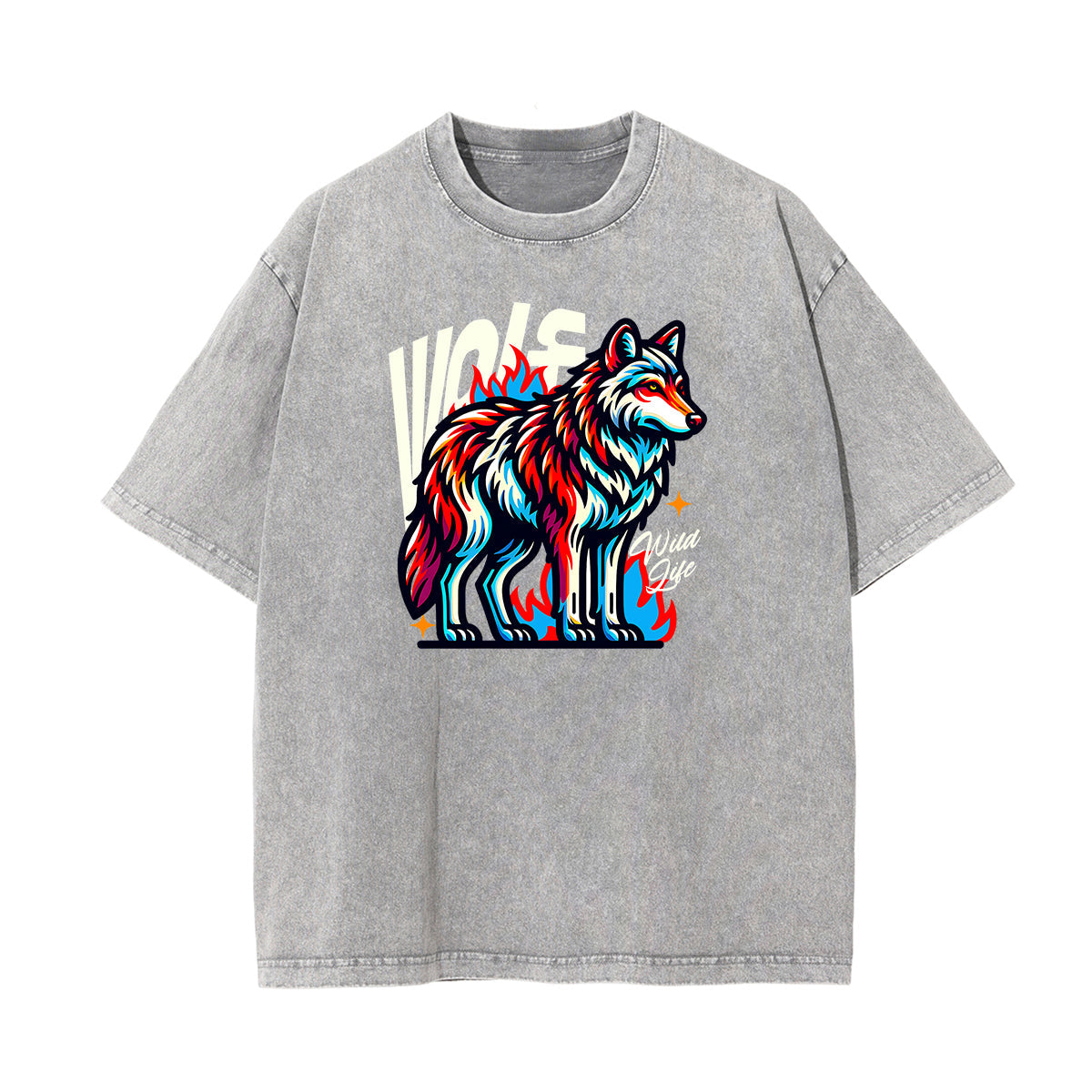 Washed Wolf Graphic Cotton Tee