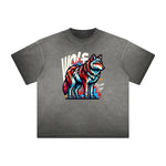 Heavy Fade Wolf Graphic T Shirt