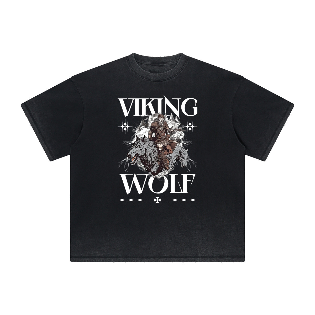 Vintage Frayed Wolf Pattern Tee