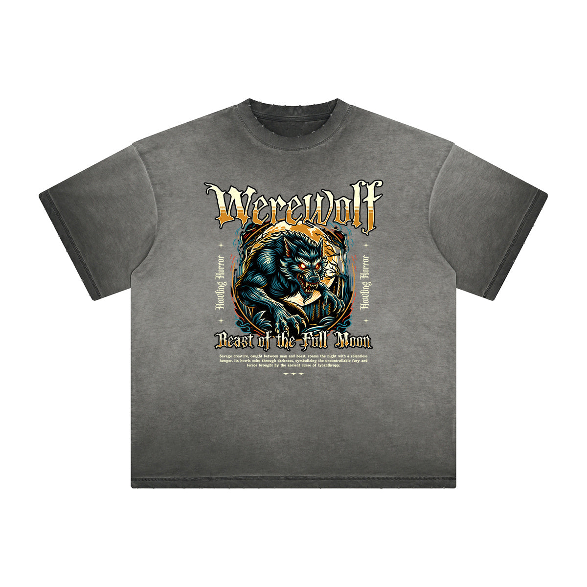 Heavy Fade Wolf Graphic T Shirt