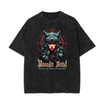 Stone Wash Wolf Pattern T Shirt