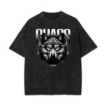 Stone Wash Wolf Pattern T Shirt