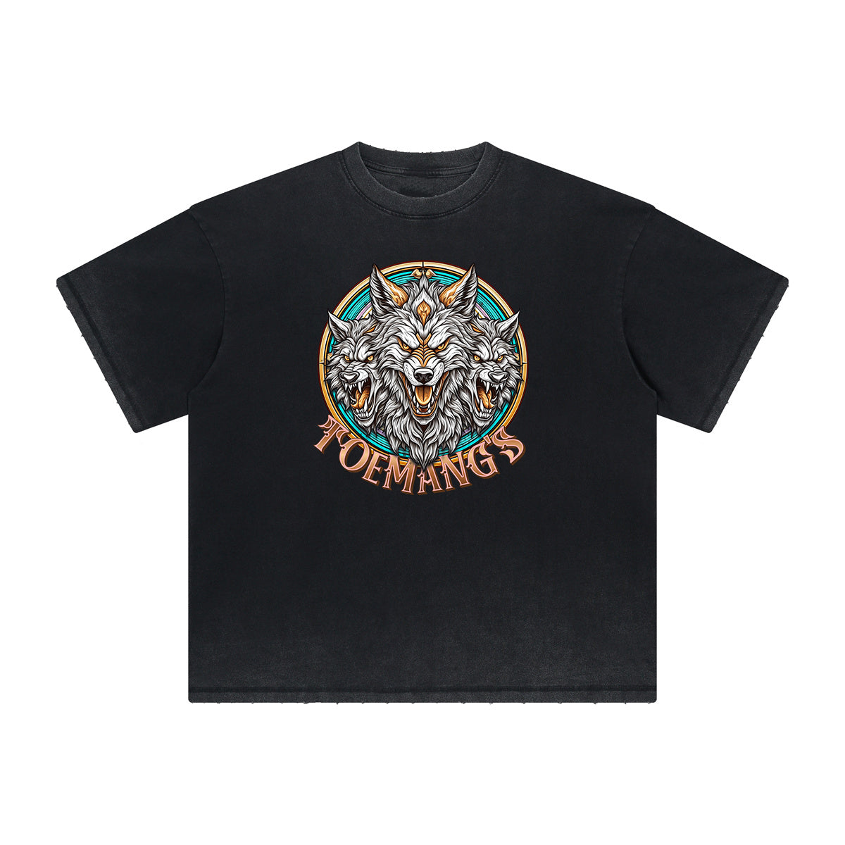 Vintage Frayed Wolf Pattern Tee