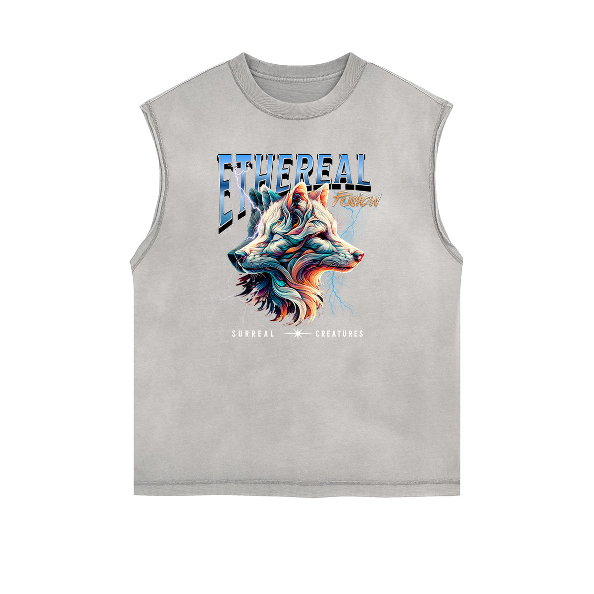 Frayed Edge Wolf Graphic Tank Top