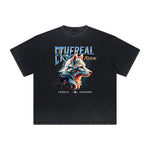 Vintage Frayed Wolf Pattern Tee