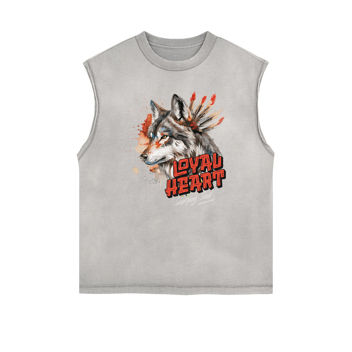 Frayed Edge Wolf Graphic Tank Top