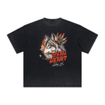 Vintage Frayed Wolf Pattern Tee