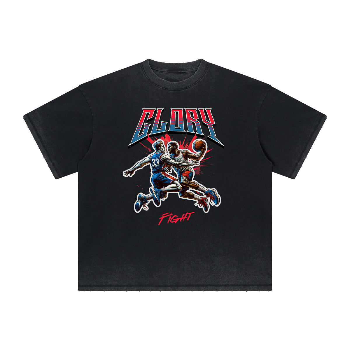 Heavy Fade Basketball Print T-Shirt