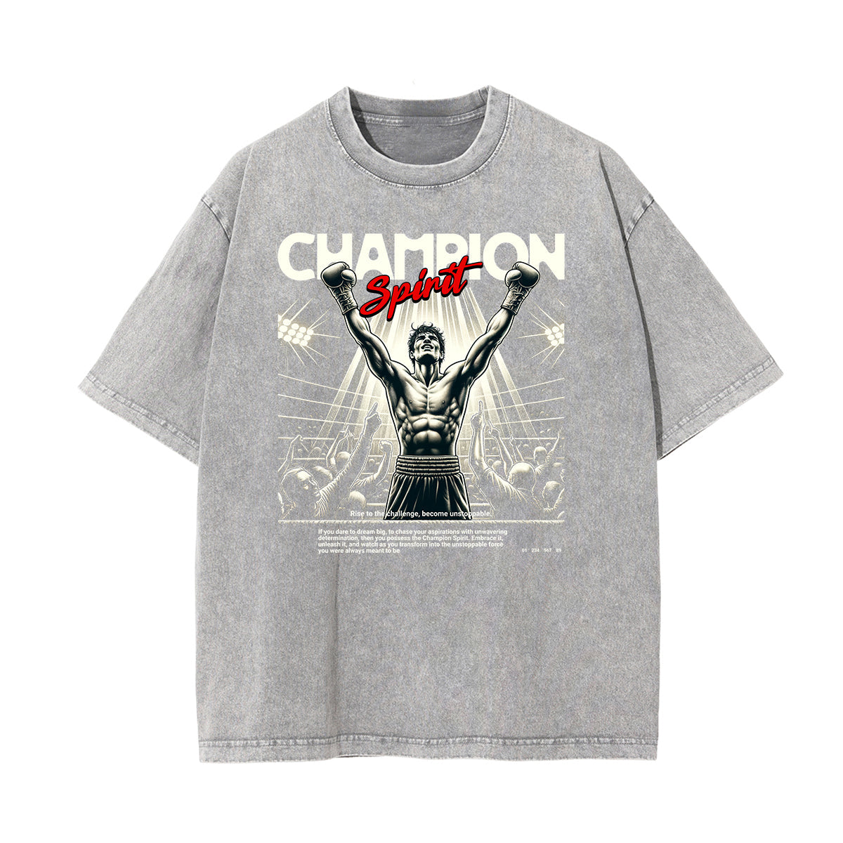 Stone-Washed Sports Graphic Print T-Shirt