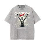 Stone-Washed Sports Graphic Print T-Shirt