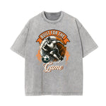Stone-Washed Sports Graphic Print T-Shirt