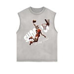 Frayed Edge Sports Graphic Print Tank Top