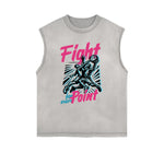 Frayed Edge Sports Graphic Print Tank Top