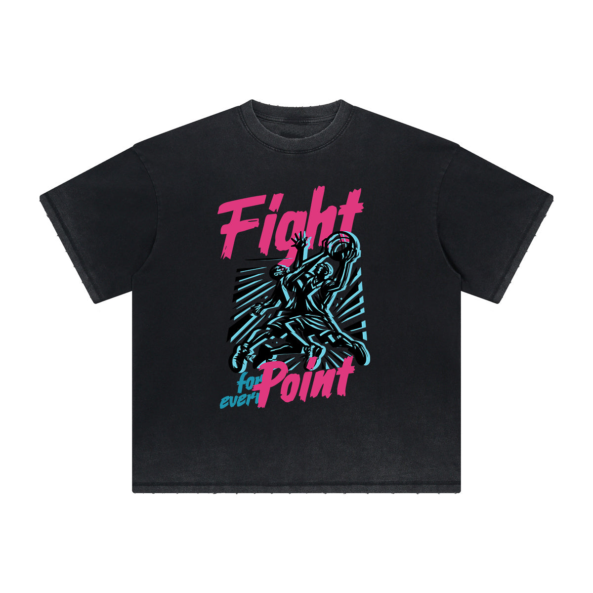 Heavy Fade Basketball Print T-Shirt