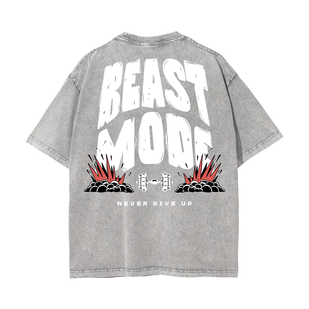 Stone-Washed Sports Graphic Print T-Shirt