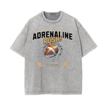 Stone-Washed Sports Graphic Print T-Shirt
