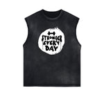 Distressed Sports Graphic Sleeveless Shirt