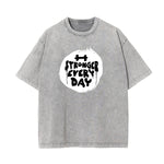 Stone-Washed Sports Graphic Print T-Shirt