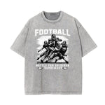 Stone-Washed Sports Graphic Print T-Shirt