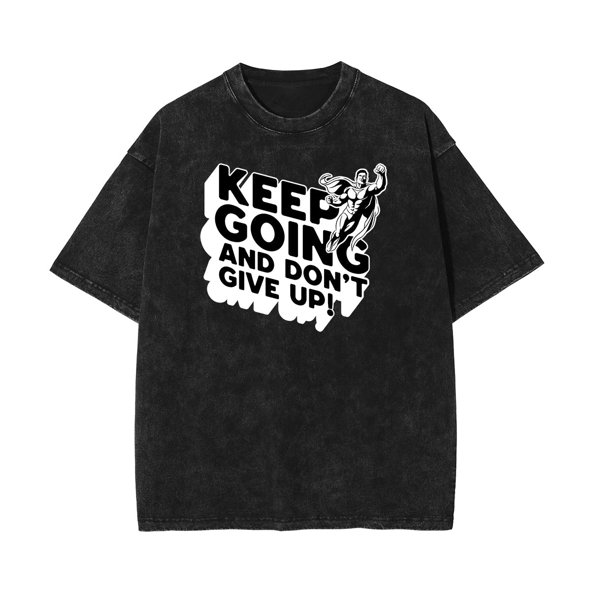 Stone-Washed Bold Typography Crewneck Tee