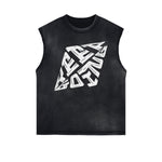 Distressed Bold Typography Sleeveless Tee