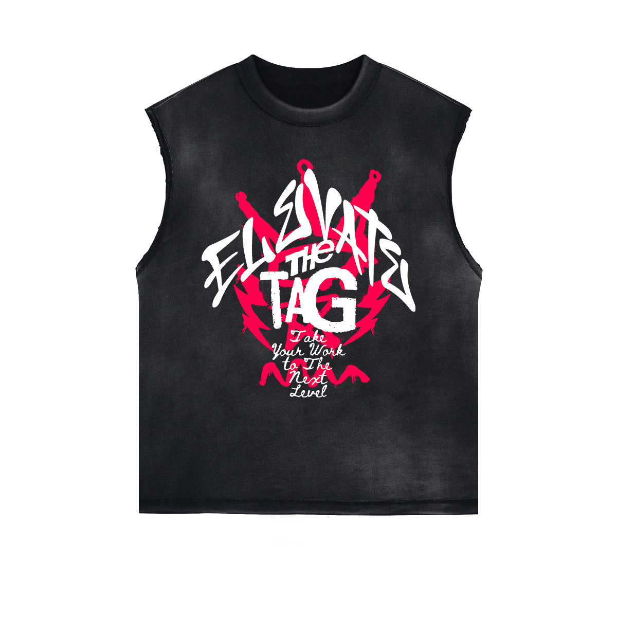 Distressed Bold Typography Sleeveless Tee