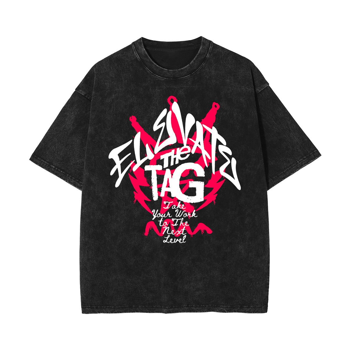 Stone-Washed Bold Typography Crewneck Tee