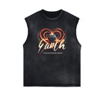 Distressed Bold Typography Sleeveless Tee