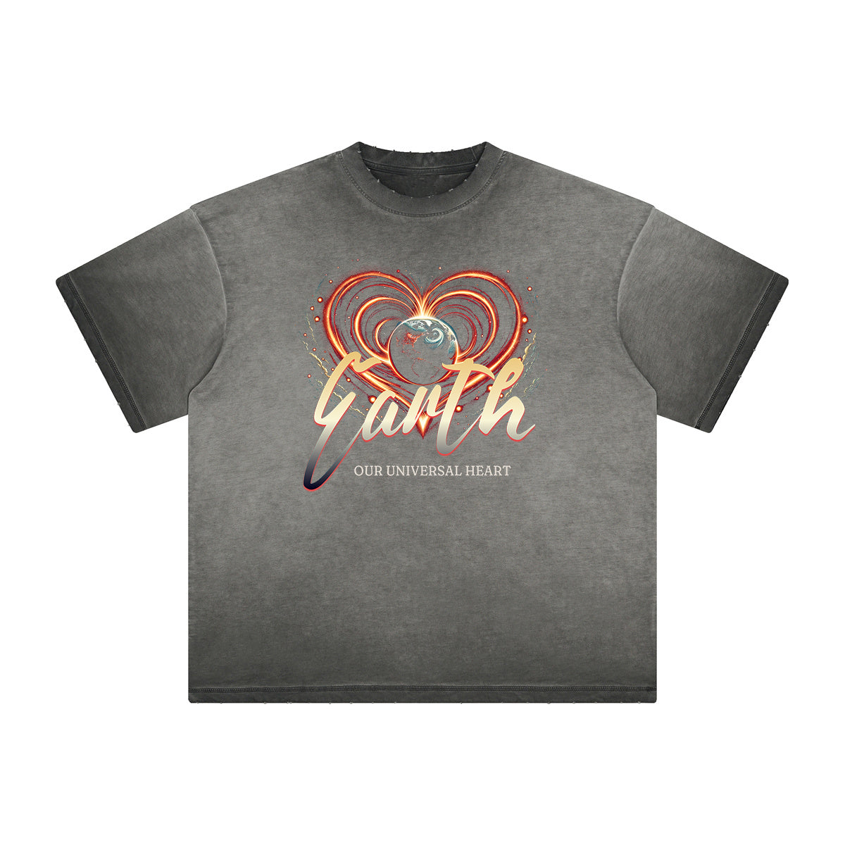 Vintage-Style Frayed Typography Tee