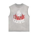 Frayed Edge Bold Typography Tank Top