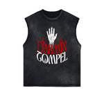 Distressed Bold Typography Sleeveless Tee