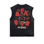 Distressed Bold Typography Sleeveless Tee