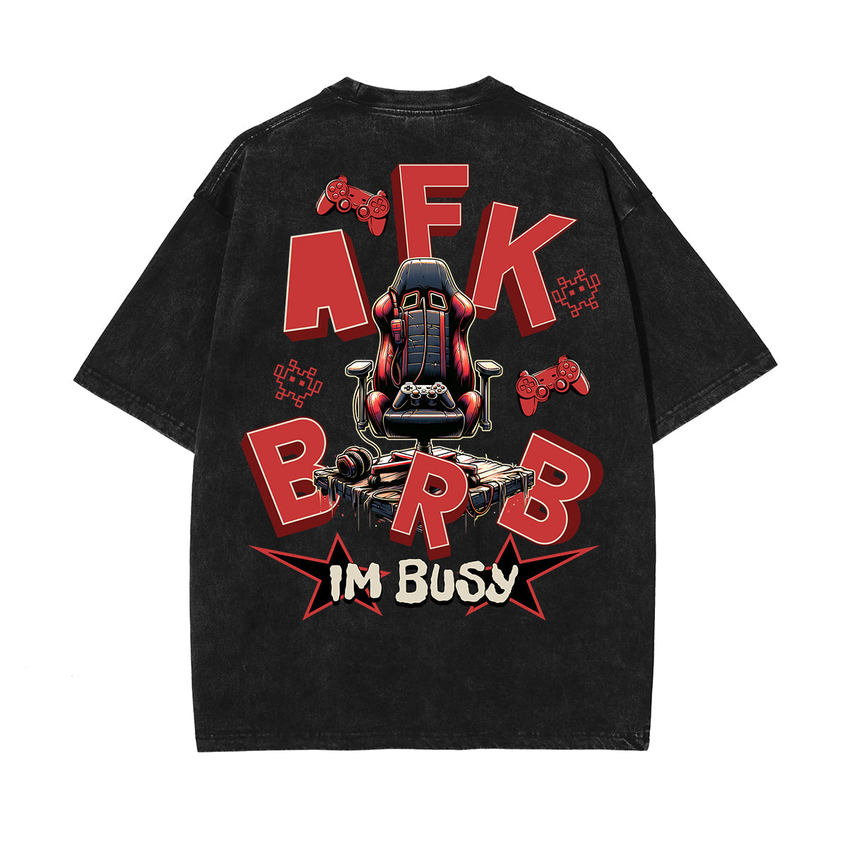 Stone-Washed Bold Typography Crewneck Tee